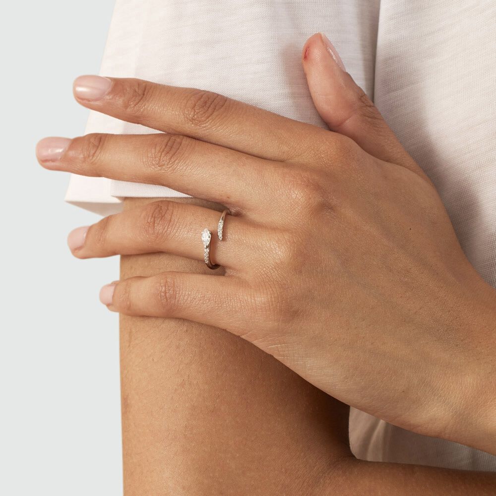 Bague fine SNAKY - Cristal / Argent&eacute; - Bagues fines  | Agatha