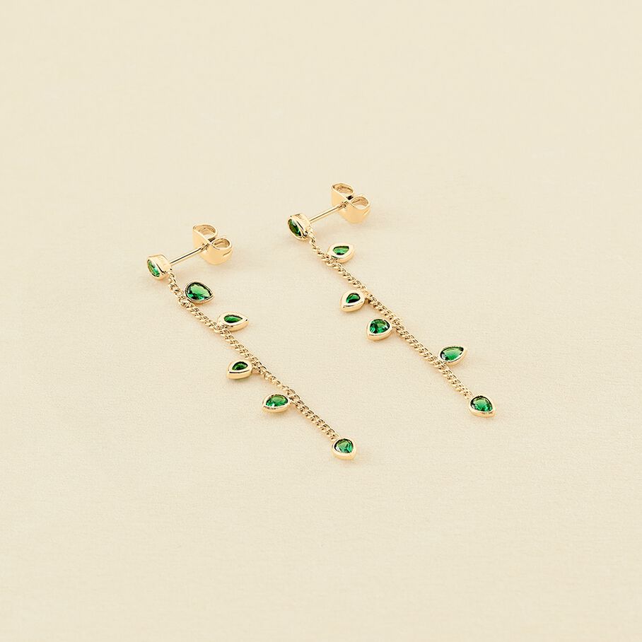 Boucles d'oreilles pendantes NEITH - Vert / Doré - Boucles d'oreilles  | Agatha
