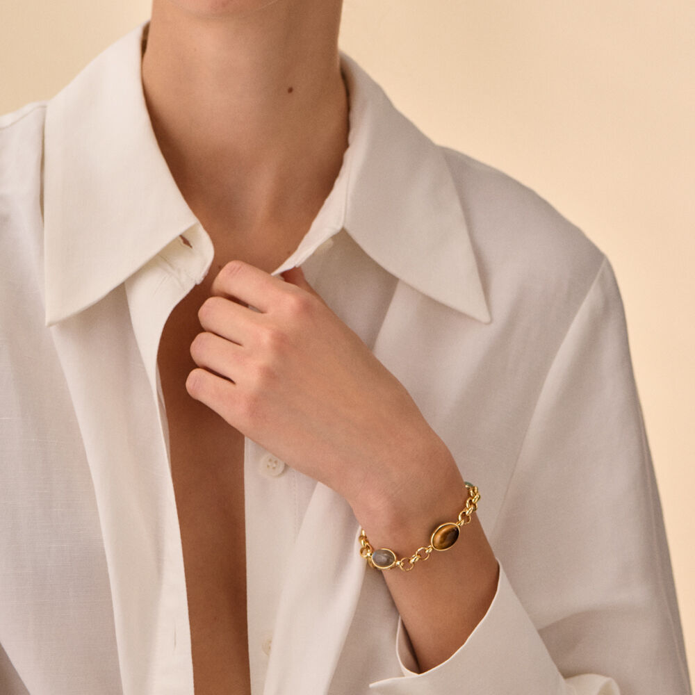 Bracelet souple RHEA - Multicolore / Dor&eacute; - Bracelets cha&icirc;ne  | Agatha