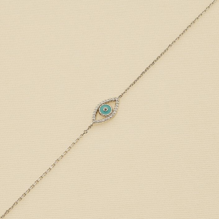 Bracelet souple LUCKY EYE - Turquoise / Argenté - Bracelets  | Agatha
