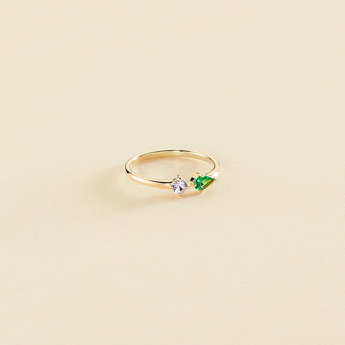 Bague fine ASTRE - Vert / Doré - Bagues  | Agatha