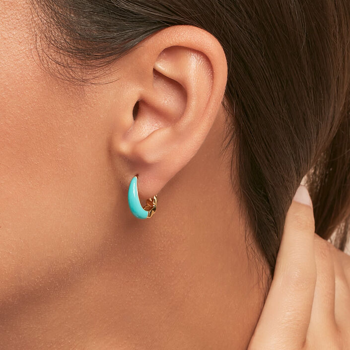 Créoles ATMA - Bleu / Doré - Boucles d'oreilles  | Agatha