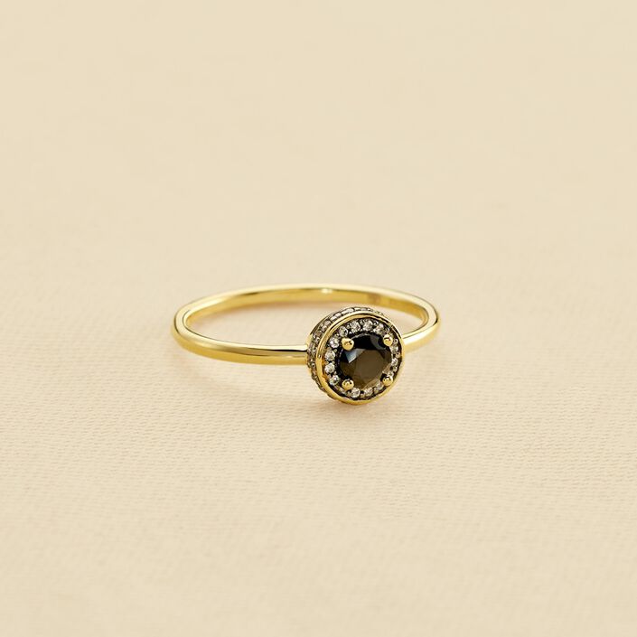 Bague fine IMPERIAL - Noir / Doré - Bagues  | Agatha