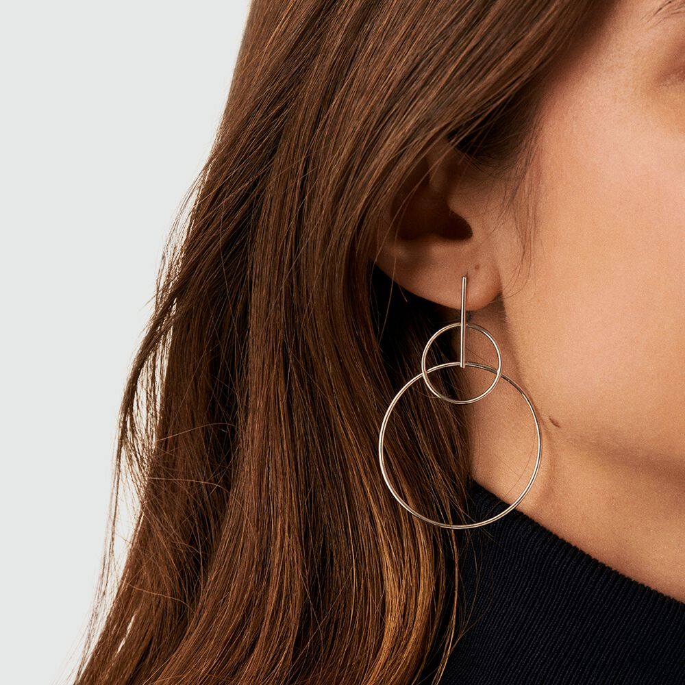 Boucles d'oreilles pendantes CASSINI - Argenté - Boucles d'oreilles cercle  | Agatha