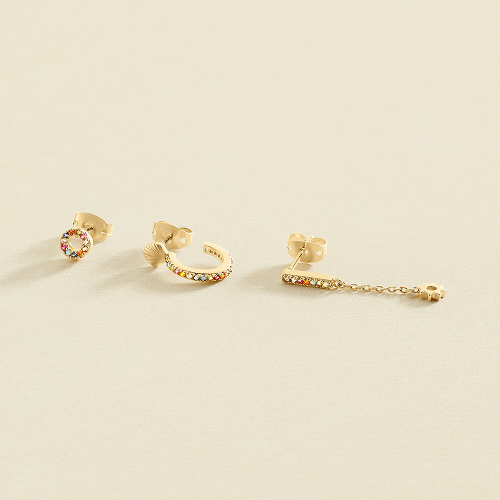 Piercing puce RAINBOWS - Multicolore / Dor&eacute; - Piercings  | Agatha
