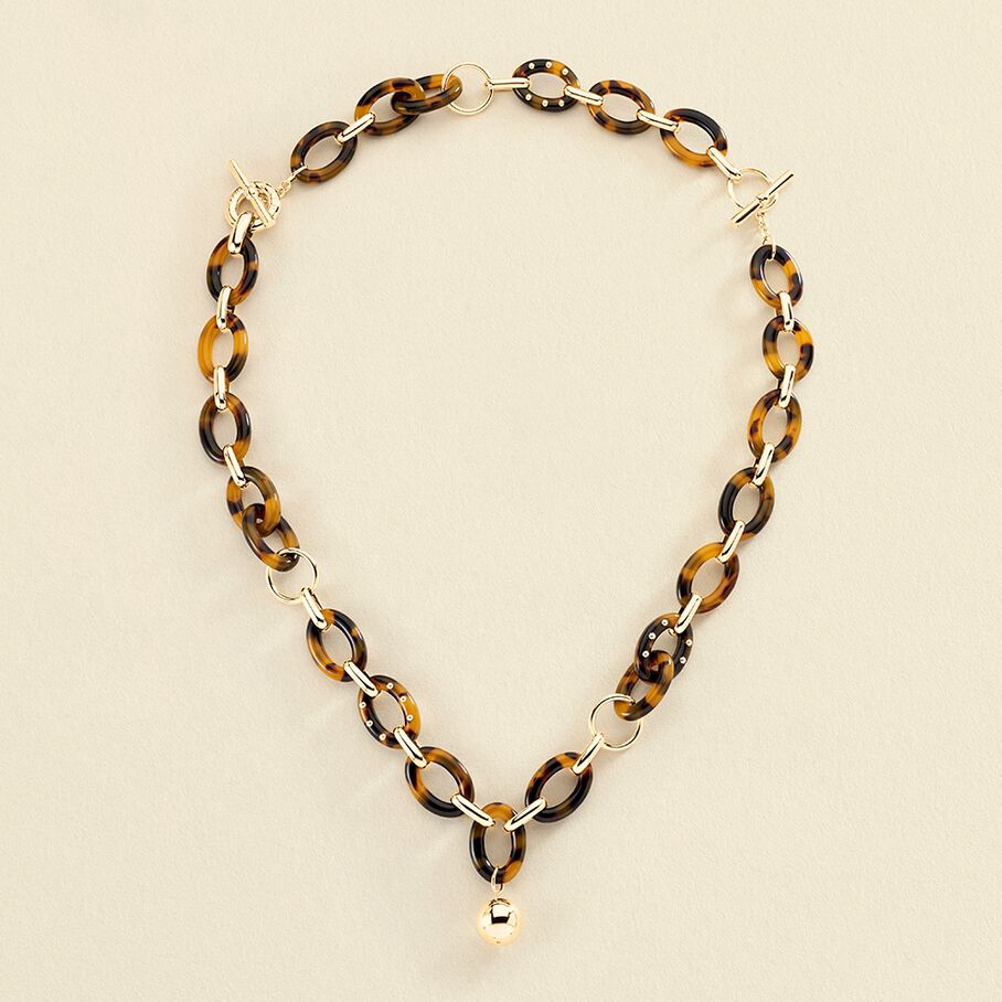Collier mi-long BOUCLE - Ecaille / Doré - Colliers  | Agatha