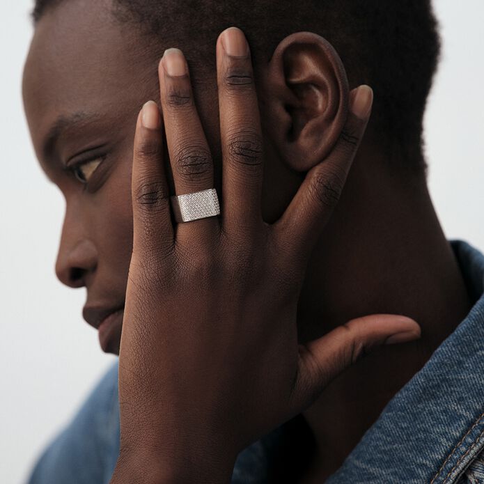 Bague large SISSI - Cristal / Argenté - Bagues  | Agatha