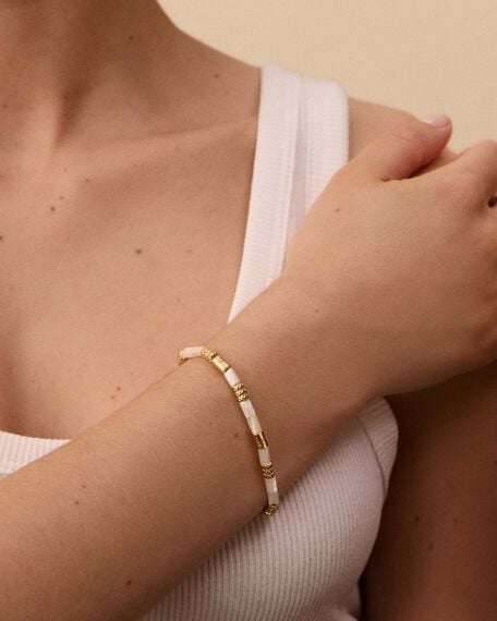 Bracelet souple PETRA - Nacre / Doré - Bracelets  | Agatha