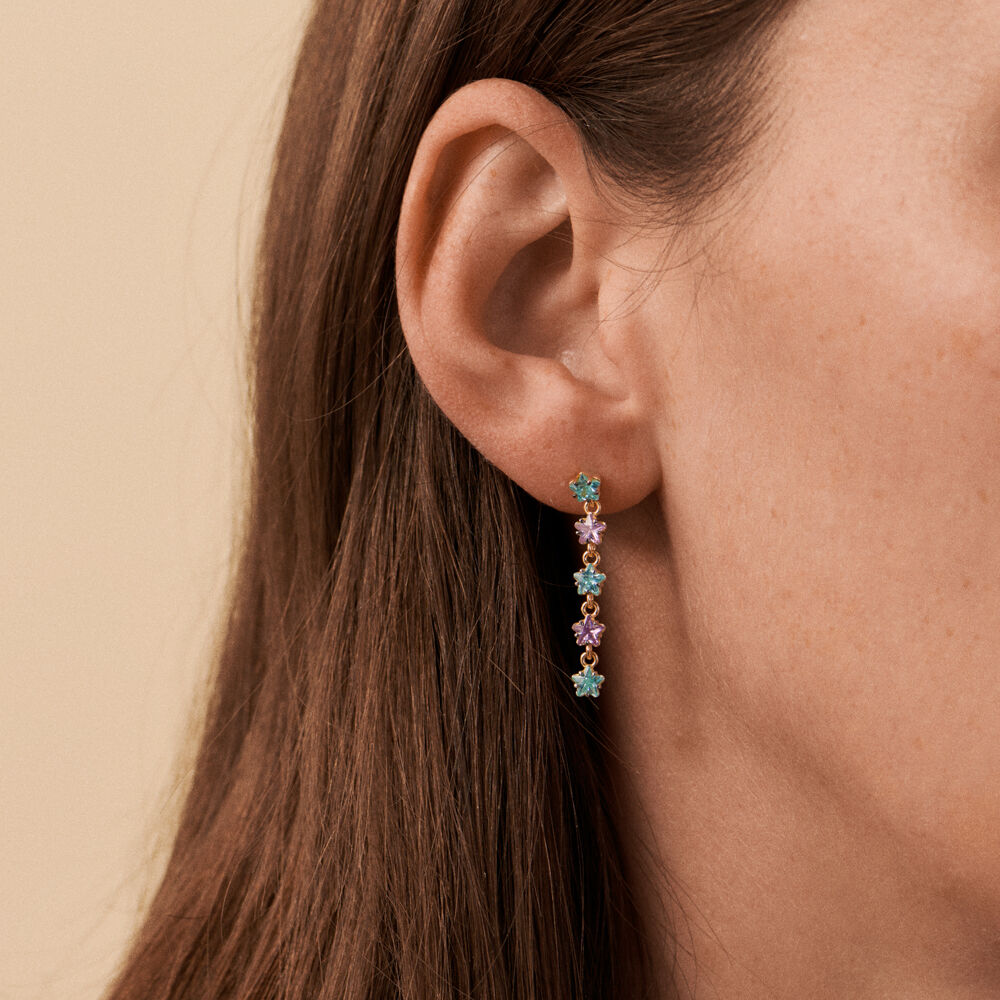 Boucles d'oreilles pendantes SPACEAG - Multicolore / Doré - Boucles d'oreilles fantaisies  | Agatha