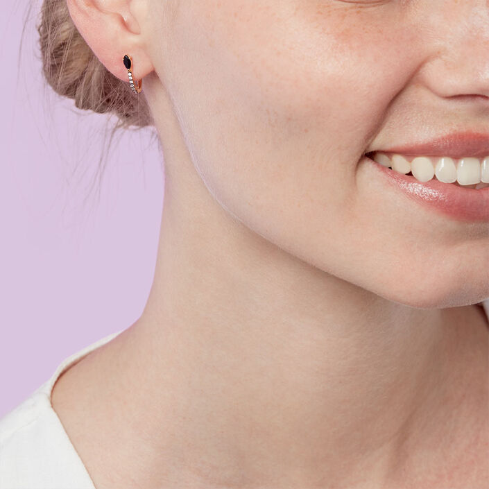 Créoles SNAKY - Cristal / Gun - Boucles d'oreilles  | Agatha