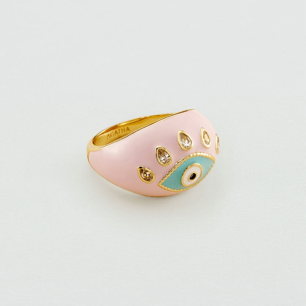 Bague large CYCLADES - Rose pâle / Doré - Outlet  | Agatha