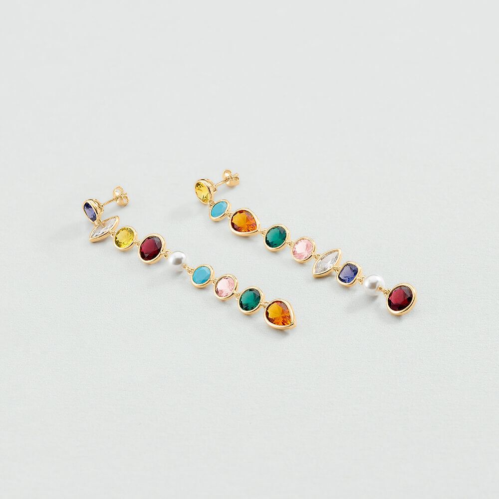Boucles d'oreilles pendantes CANDY - Multicolore / Doré - Boucles d'oreilles fantaisies  | Agatha
