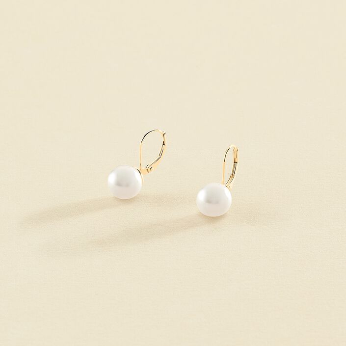 Boucles d'oreilles pendantes PEARLY - Perle / Doré - Boucles d'oreilles  | Agatha