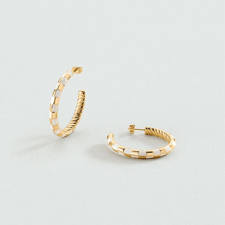 Créoles BRIGITTE - Ivoire / Doré - Boucles d'oreilles  | Agatha
