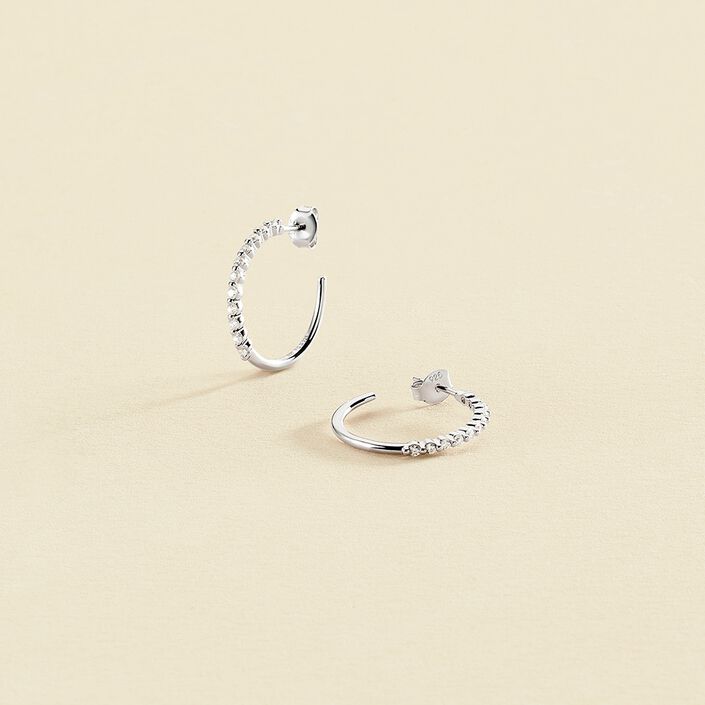 Créoles BELOVED - Cristal / Argenté - Boucles d'oreilles  | Agatha