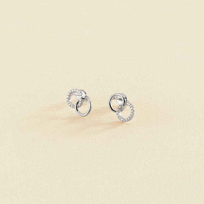 Boucles d'oreilles puces RONDOU - Cristal / Argenté - Boucles d'oreilles puces  | Agatha
