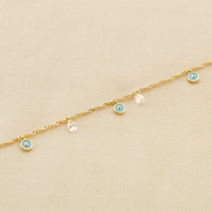 Bracelet souple CYCLADES - Turquoise / Doré - Bracelets  | Agatha