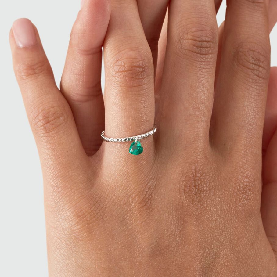 Bague fine BEGUIN - Vert / Argenté - Bagues  | Agatha