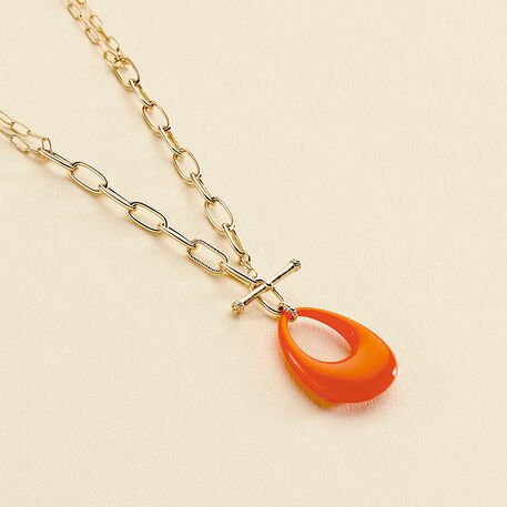Sautoir BRIGITTE - Orange / Doré - Colliers  | Agatha