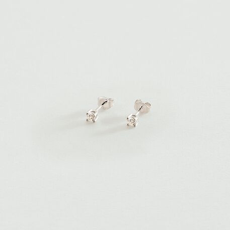 Boucles D'oreilles Puces En Argent Massif 925 Avec Cristal Blanc 4mm - Garanties