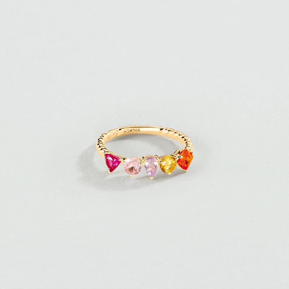 Bague fine NOUVELLE VAGUE - Multicolore / Dor&eacute; - Bagues fines  | Agatha