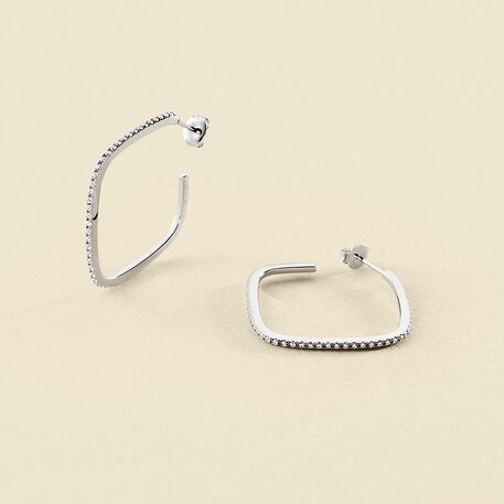 Créoles SISSI - Cristal / Argenté - Boucles d'oreilles  | Agatha