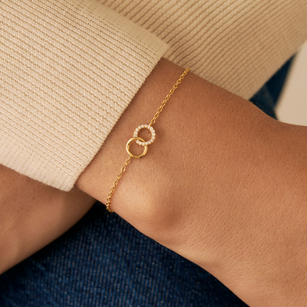 Bracelet souple RONDOU - Cristal / Doré - Bracelets Anneaux Entrelaces  | Agatha