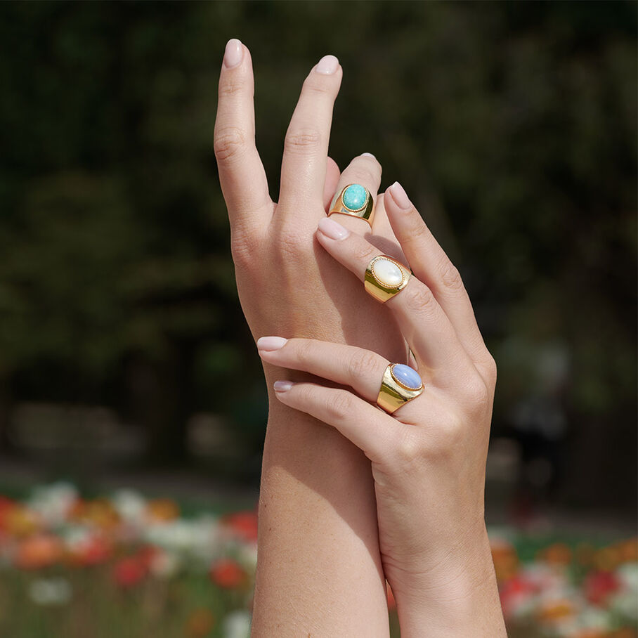 Bague large ALOHA - Nacre / Doré - Bagues  | Agatha