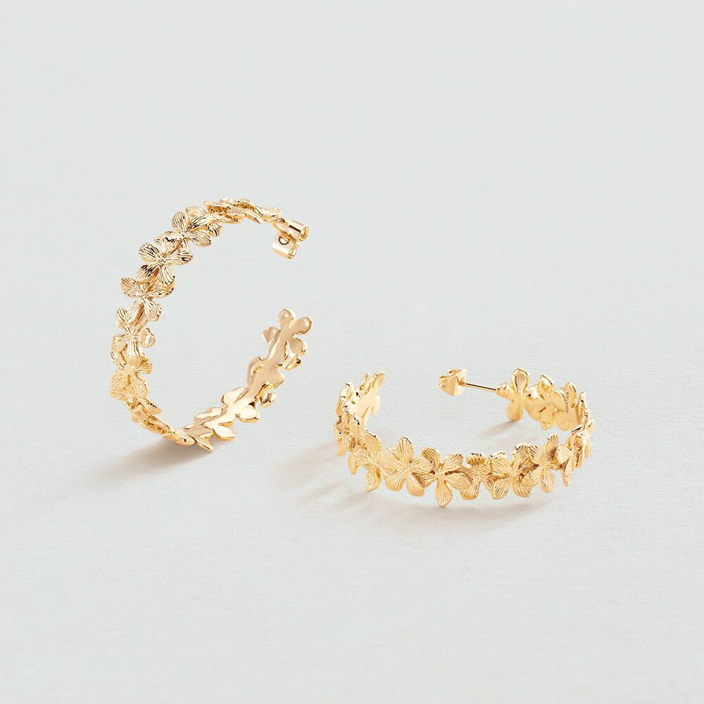 Paire De Boucles D'oreilles Vintage – Métal Doré Et Strass – Style Rétro