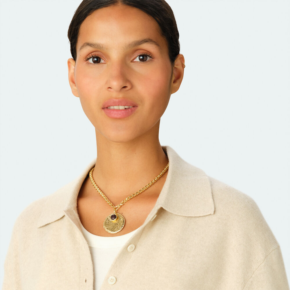 Pendentif C&OElig;UR - Bordeaux / Dor&eacute; - Bijoux  | Agatha