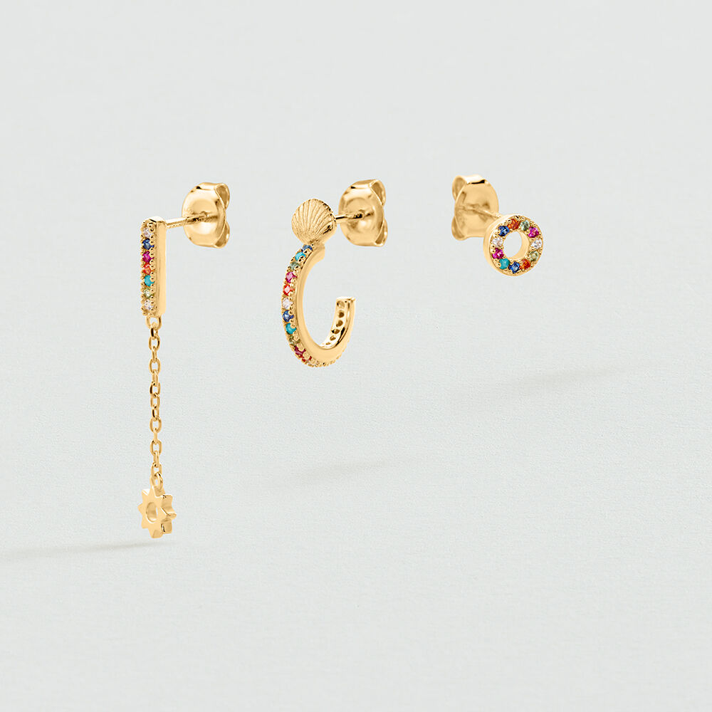 Set de boucles d'oreilles MIX & MATCH - Multicolore / Dor&eacute; - Boucles d'oreilles puces  | Agatha