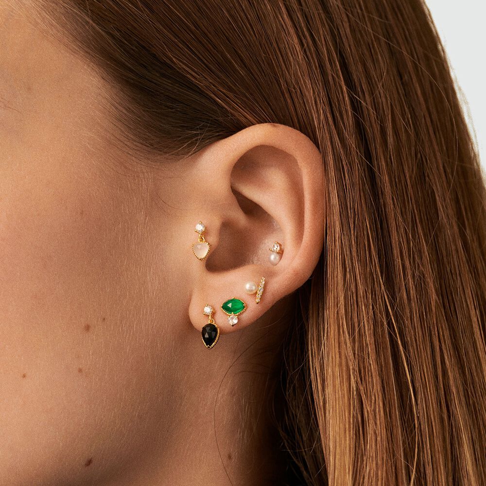 Piercing puce MIX & MATCH - Vert / Dor&eacute; - Argent v&eacute;ritable  | Agatha