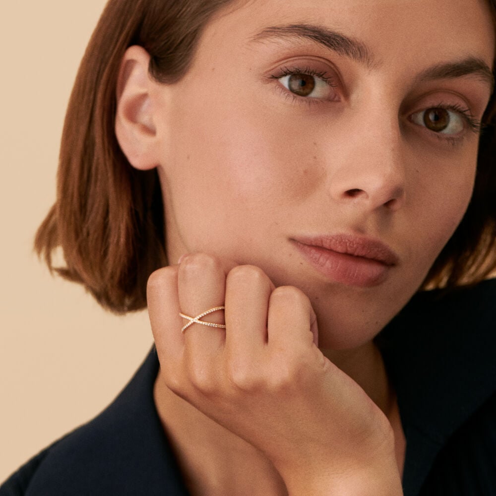 Bague fine BARSHINE - Cristal / Doré - Bagues avec pierre  | Agatha