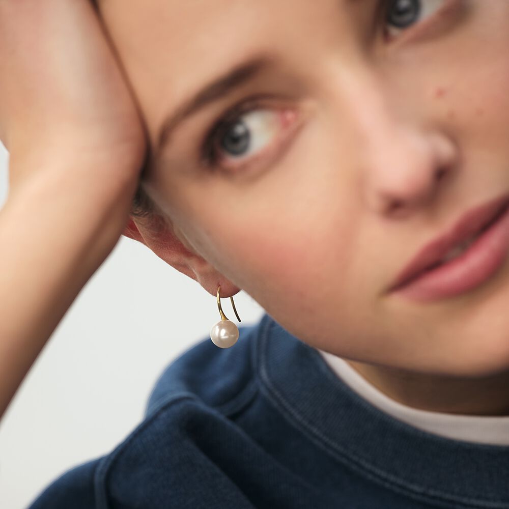 Boucles d'oreilles pendantes PEARLY - Perle / Dor&eacute; - Boucles d'oreilles fantaisies  | Agatha
