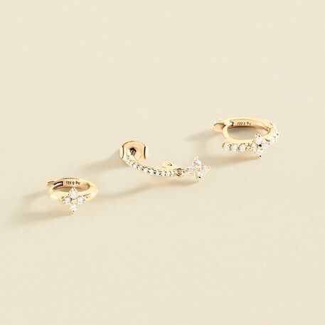 Piercing créole MIX& MATCH - Cristal / Doré - Boucles d'oreilles  | Agatha