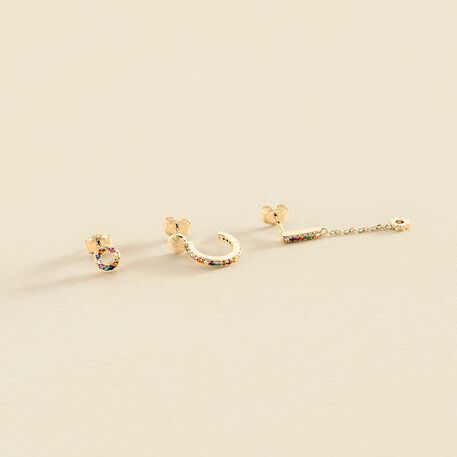 Piercing puce RAINBOW - Multicolore / Doré - Piercings  | Agatha