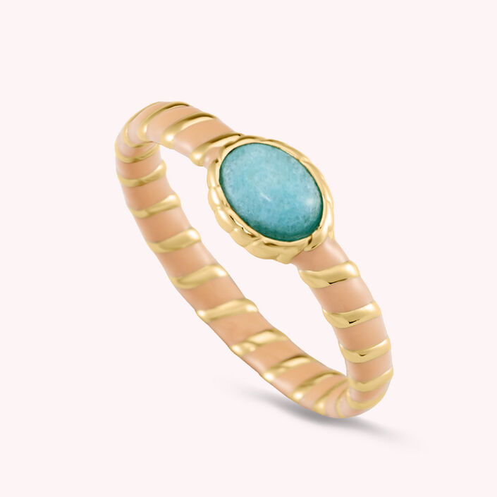 Bague fine ARLEQUIN - Orange / Doré - Bagues  | Agatha