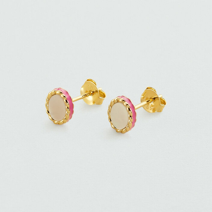 Boucles d'oreilles puces ATMA - Nacre /rose - Boucles d'oreilles puces  | Agatha