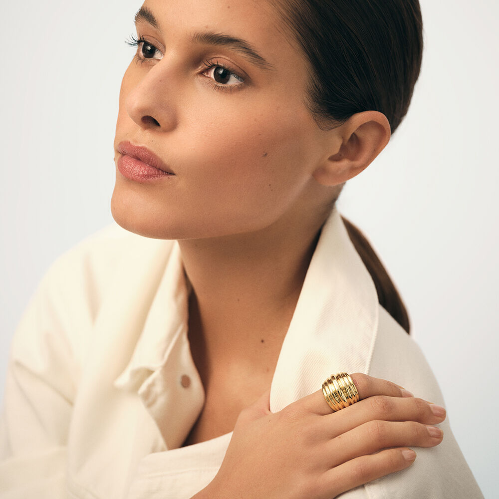 Bague large N-13 - Dor&eacute; - Bagues fantaisie  | Agatha