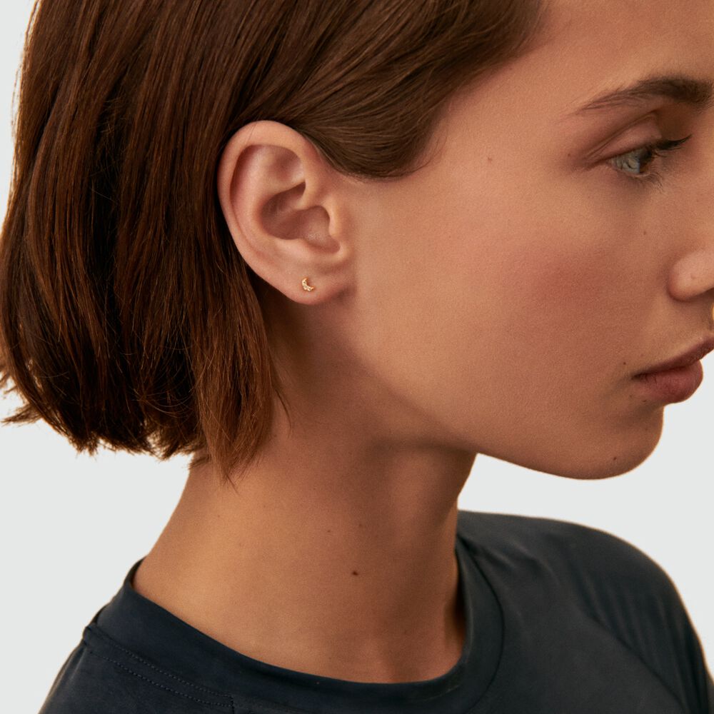 Puce &agrave; l'unit&eacute; EAR5LUNITA - Cristal / Dor&eacute; - Boucles d'oreilles  | Agatha