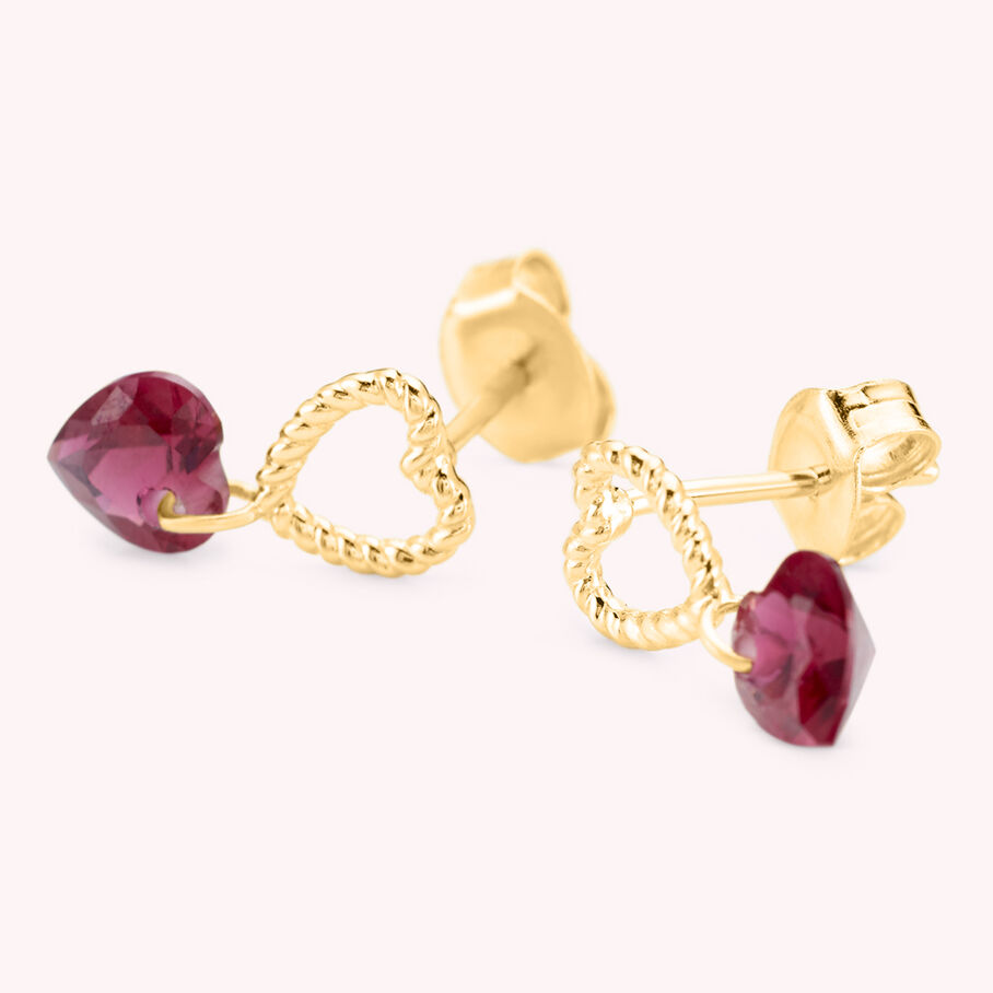 Boucles d'oreilles puces BEGUIN - Rouge / Doré - Boucles d'oreilles puces  | Agatha