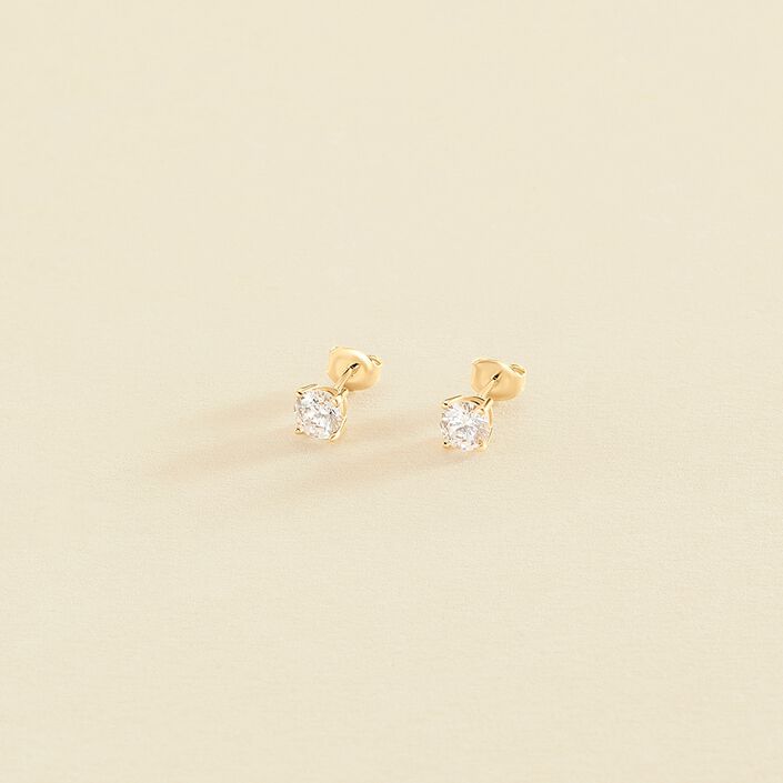 Boucles d'oreilles puces SOL - Cristal / Doré - Boucles d'oreilles puces  | Agatha