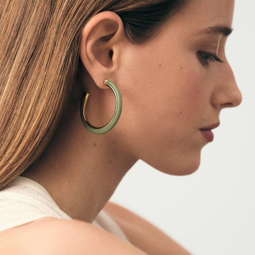 Créoles POP COLOR - Kaki / Doré - Boucles d'oreilles fantaisies  | Agatha