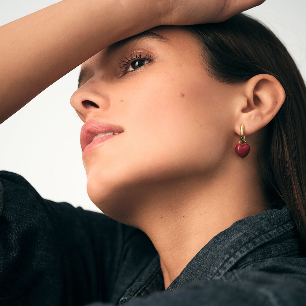 Créoles DESIREE - Rouge / Doré - Boucles d'oreilles fantaisies  | Agatha