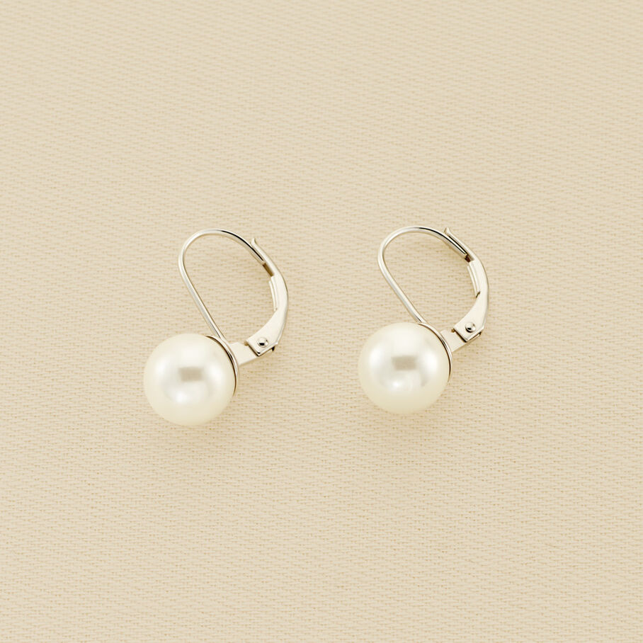 Boucles d'oreilles pendantes PEARLY - Perle / Argenté