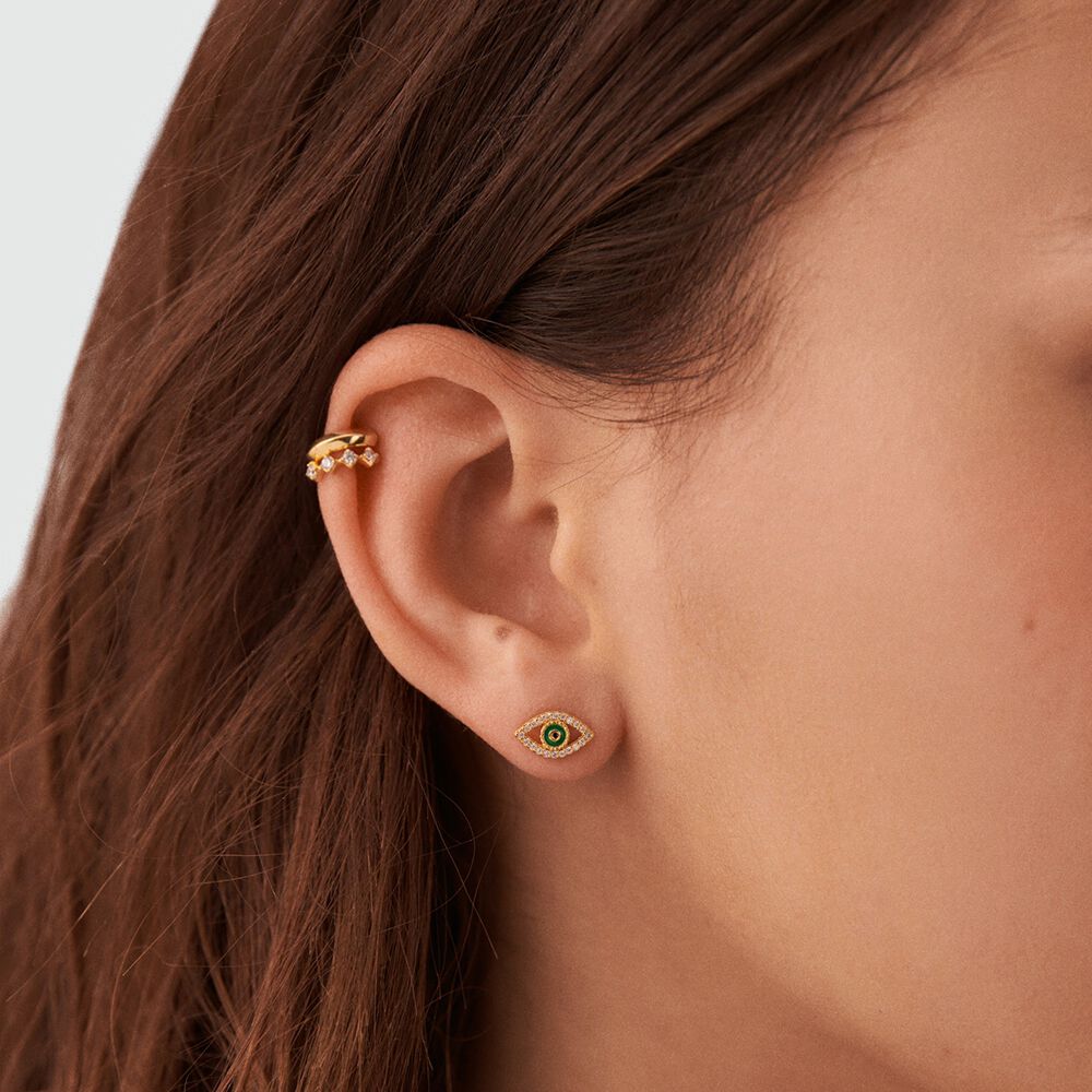 Boucles d'oreilles puces LUCKY EYE - Vert / Dor&eacute; - Boucles d'oreilles puces  | Agatha