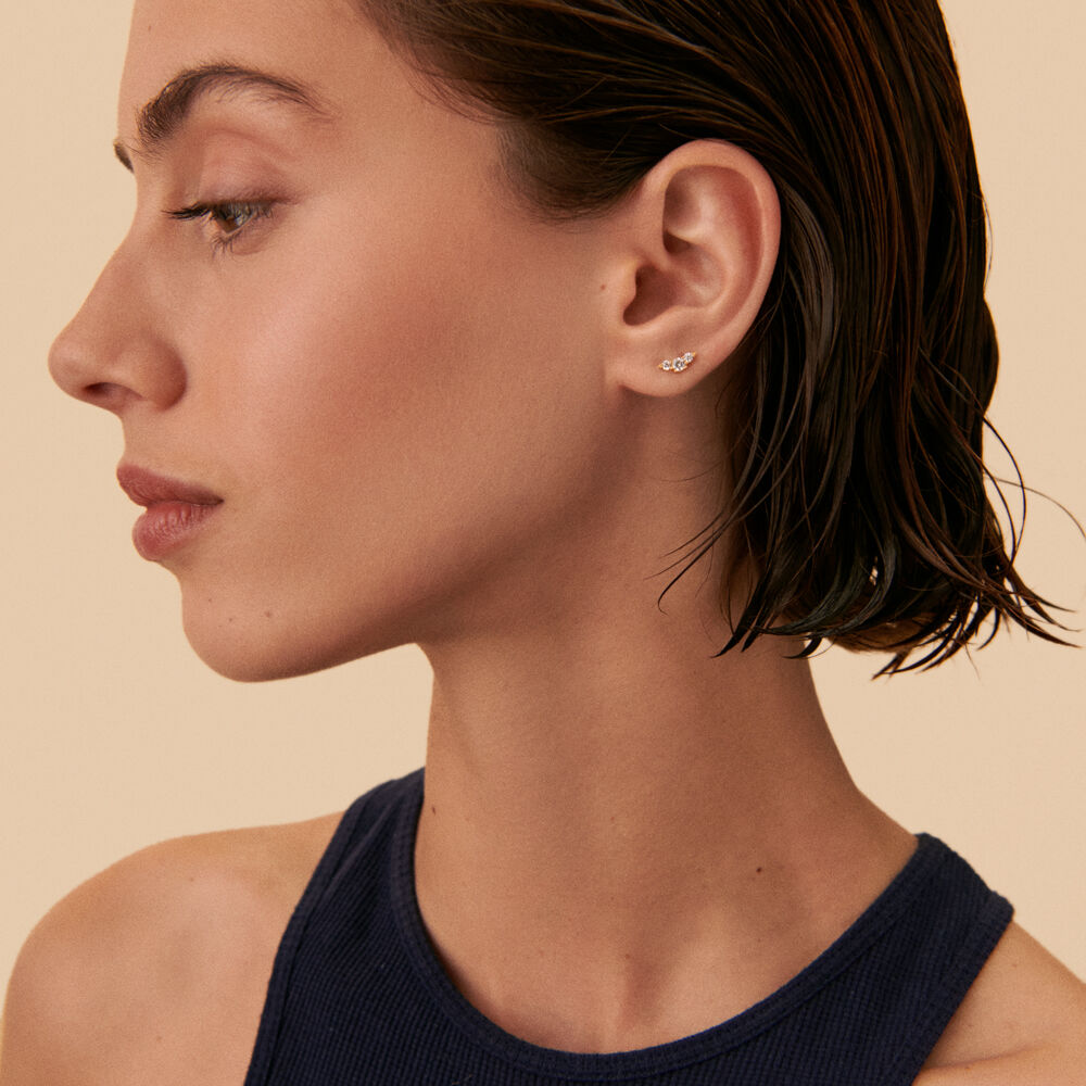 Piercing puce CROISSAN - Cristal / Doré - Piercings  | Agatha
