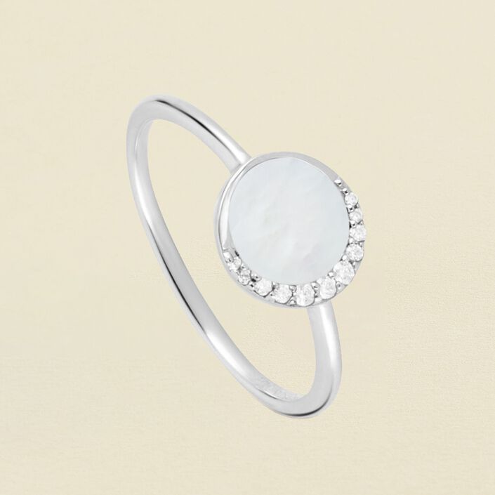 Bague fine MOONNACRE - Nacre / Argenté - Bagues  | Agatha