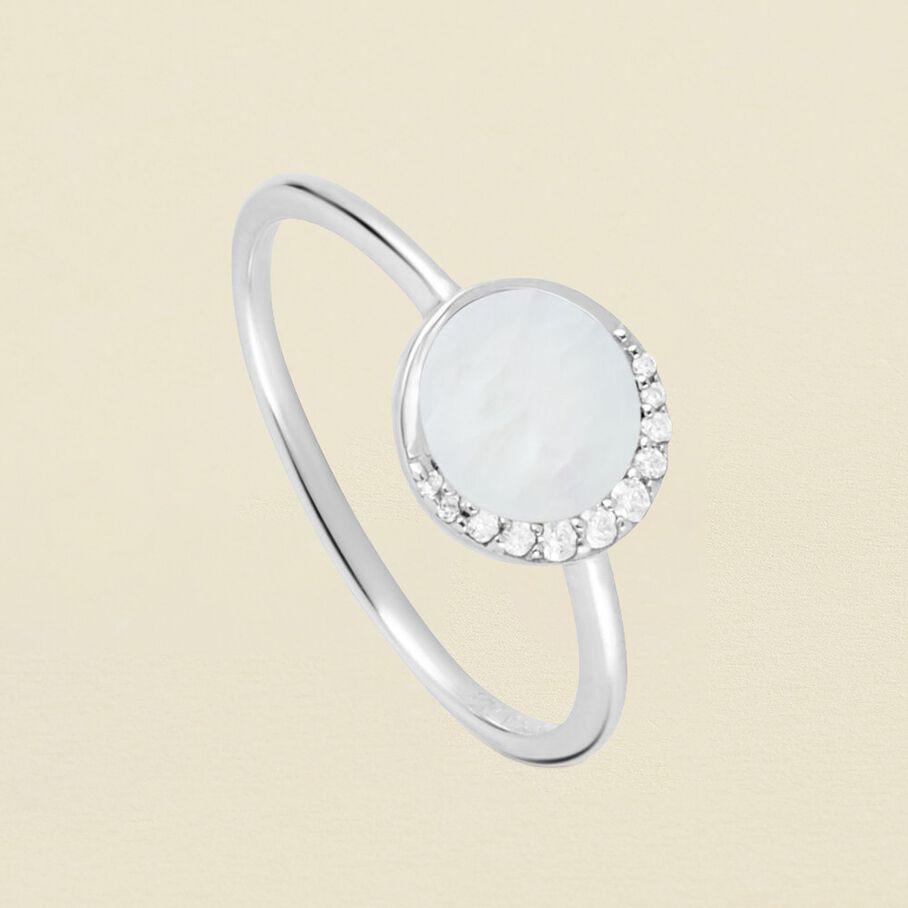 Bague fine MOONNACRE - Nacre / Argenté - Bagues  | Agatha