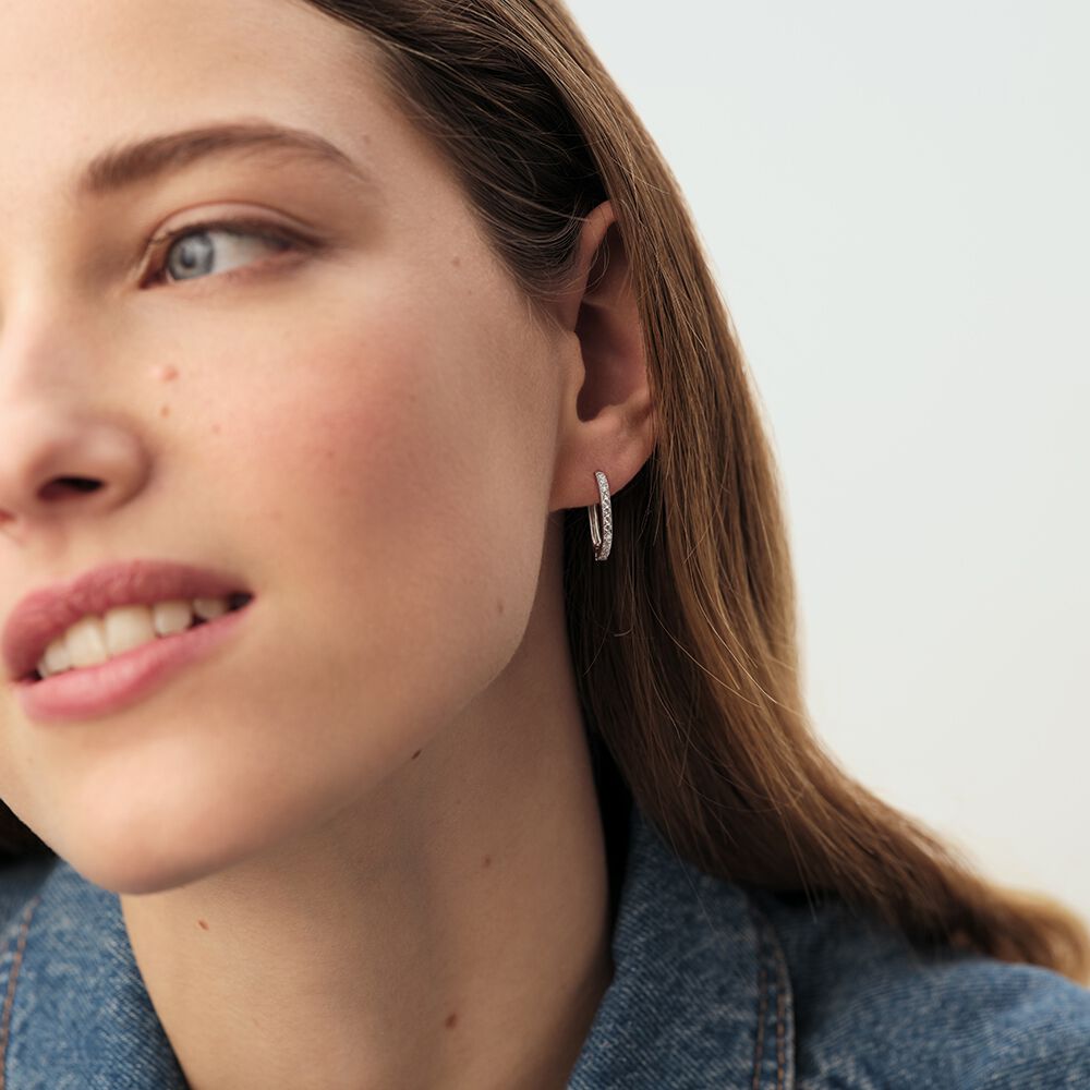 Créoles RONDOU - Cristal / Argenté - Boucles d'oreilles fantaisies  | Agatha